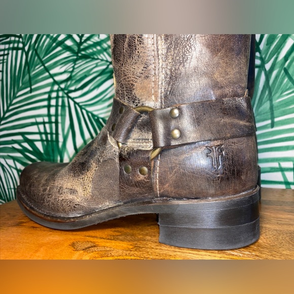 Frye Distressed Brown Leather Harness Motorcycle Boots Men’s 10 M USA - Picture 6 of 13